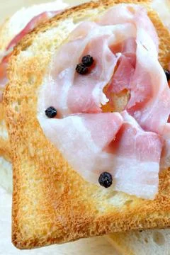 Fired egg with bacon Stock Photos