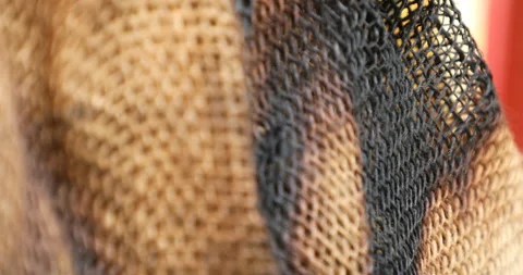 Fired jute bag texture Stock Footage 293036666