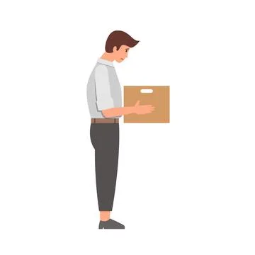 Fired office man worker holds box Stock Illustration