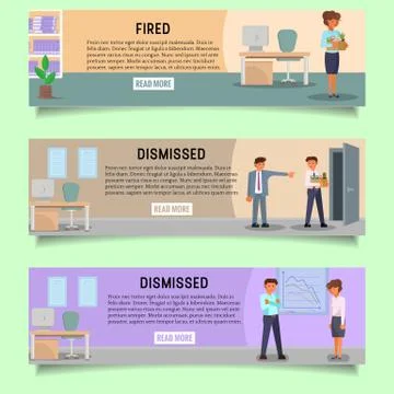 Fired people vector web banner template set Stock Illustration