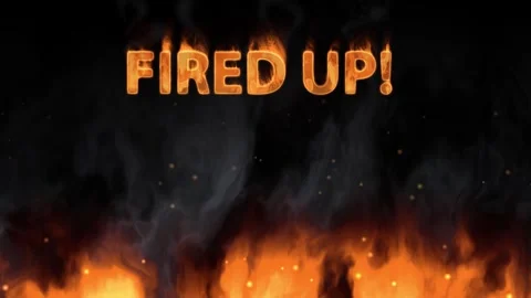 Fired Up Text Animation with Ground Flames and Rising Smoke Stock Footage 342101299