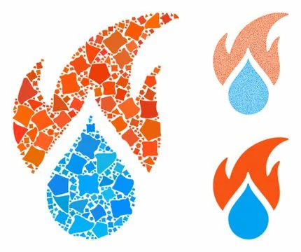 Fired water drop Composition Icon of Uneven Elements Stock Illustration