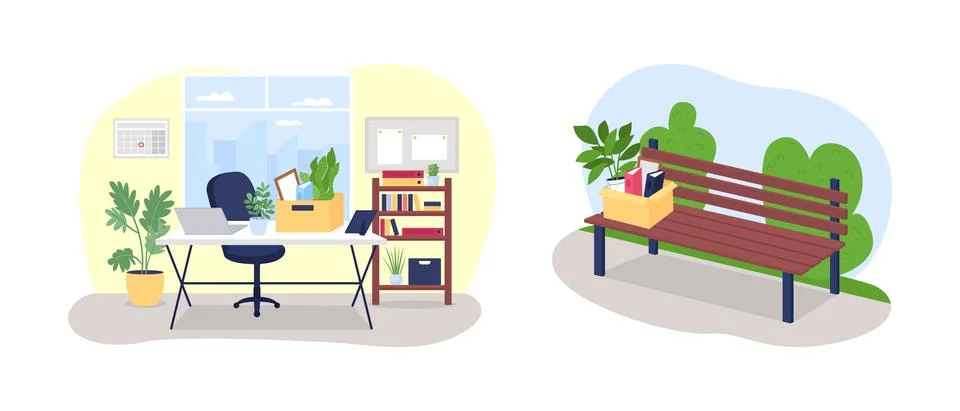 Fired from work 2D vector web banner, poster set Stock-Illustration