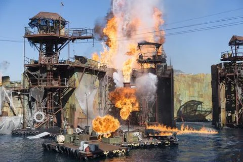 Fire,explosion and water Stock Photos