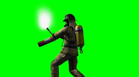 Firefighter in action - green screen - 4k 스톡 동영상 43789234
