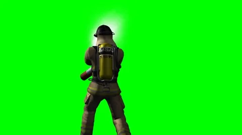 Firefighter in action - green screen - 4k Stock-Footage 43789264