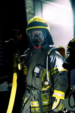 Firefighter in action Stock Photos