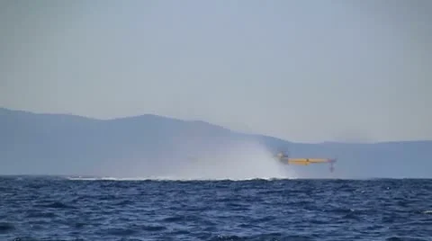 Firefighter airplane rises up Stock Footage 8944916