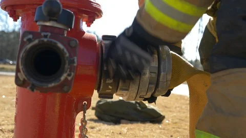 Fire Hose Conncted To Hydrant Stock Image - Image of firefighting