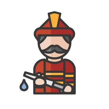 Firefighter avatar. Man working. Fireman character. Profile user, person. Peo Stock Illustration