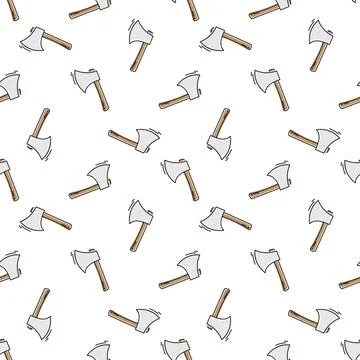 Firefighter axe pattern repeat seamless in cute doodle style for any design.  イラスト素材