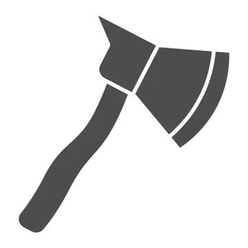 Firefighter axe solid icon. Axe symbol glyph style pictogram on white background Illustrazione stock