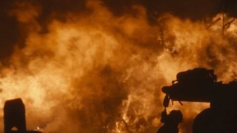 Firefighter Battling Blaze Stock-Footage 100939172
