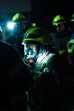 A firefighter with bright light Stock Photos