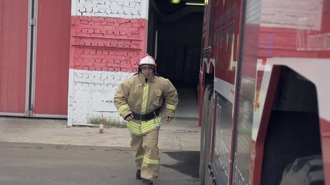 Firefighter Car In Slow Motion Stock Footage 112755336