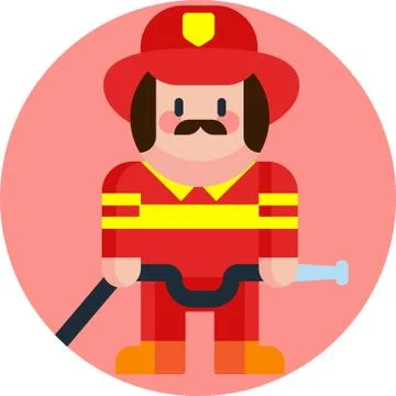 Firefighter Character Icon Isolated Vector Illustration vector illustration, Illustrazione stock