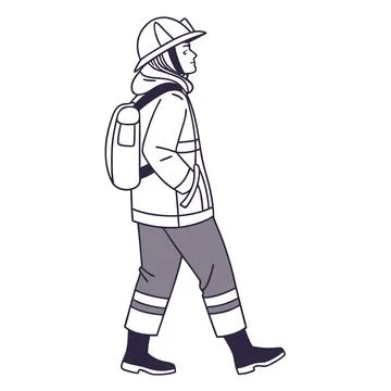Firefighter Character Minimal Vector Illustration Stock Illustration
