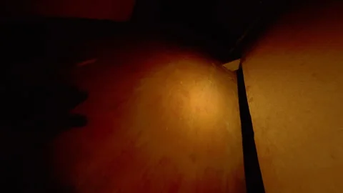 A firefighter crawls through a training maze.From the first person. Stock Footage 313494859