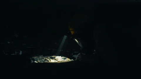 Firefighter creeping on the ground Stock Footage 121186746