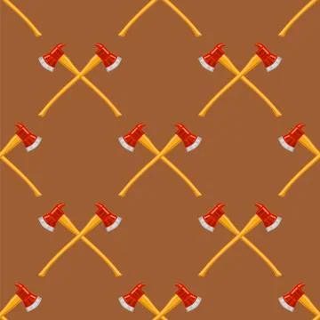 Firefighter Cross Axes Seamless Pattern Stock Illustration