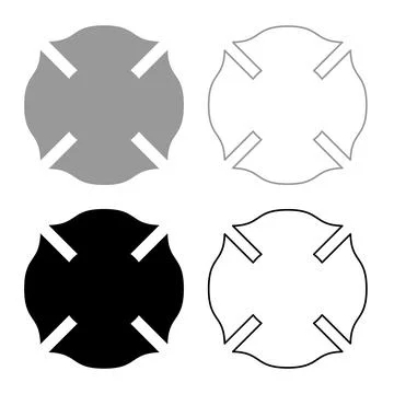 Firefighter cross Malta emblem fire fighter dept set icon grey black color .. Stock Illustration