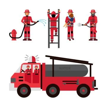 Firefighter Decorative Icons Set Stock Illustration