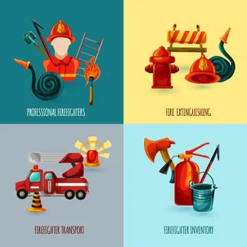 Firefighter Design Set Stock Illustration