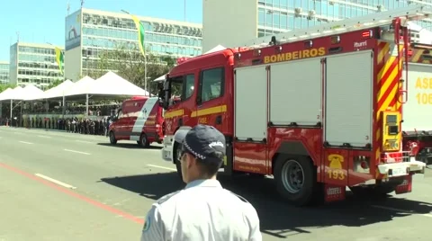Firefighter during action in a city Stock Footage 42602166