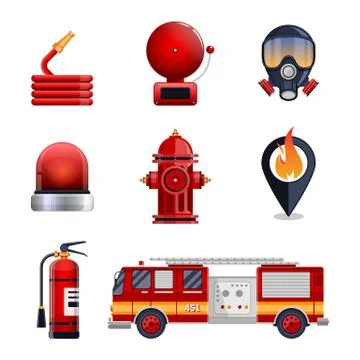 Firefighter elements set collection イラスト素材