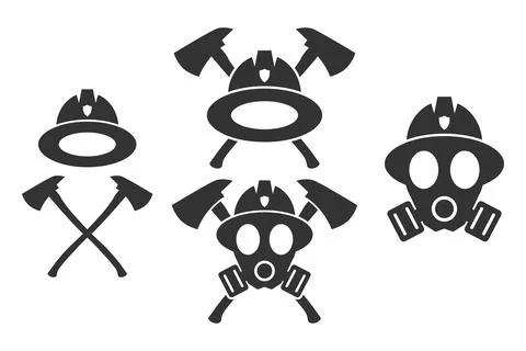 Firefighter. Emblem set. Flat style element for graphic design. Vector EPS10 Stock Illustration