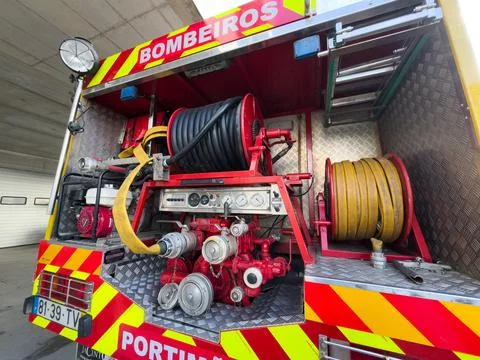 Firefighter emergency services fire engines, red fire truck from fire depar.. Stock Photos