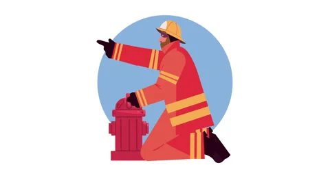 firefighter emergency worker with hydran... | Stock Video | Pond5
