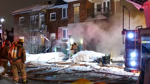 Firefighter entering inside building in fire Stock Footage 105198749