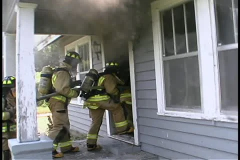 Firefighter entry into a house Video stock 10896291