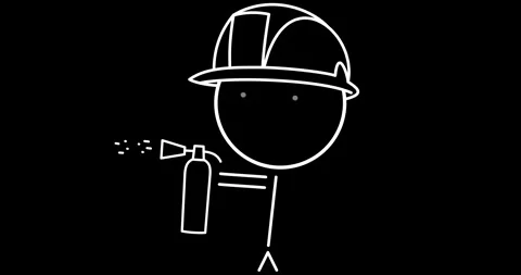 A firefighter with a fire extinguisher Stock Footage 289388158