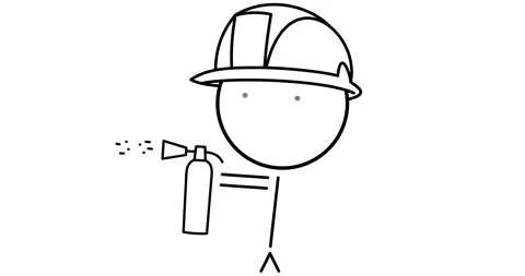 Firefighter with a fire extinguisher Stock Footage 296465367