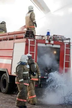 Firefighter on fire Stock Photos