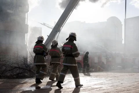 Firefighter on fire Stock Photos