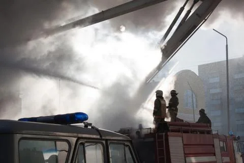 Firefighter on fire Stock Photos