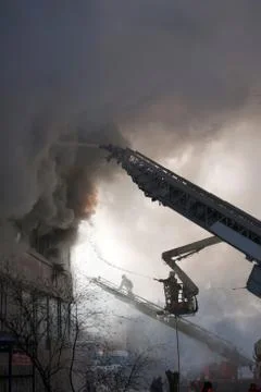 Firefighter on fire Stock Photos