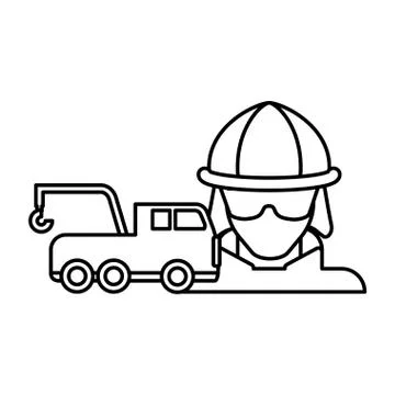 Firefighter with fire truck elements on white background Stock Illustration