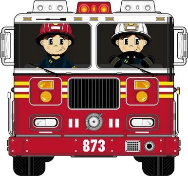 Firefighter in Fire Truck Stock-Illustration