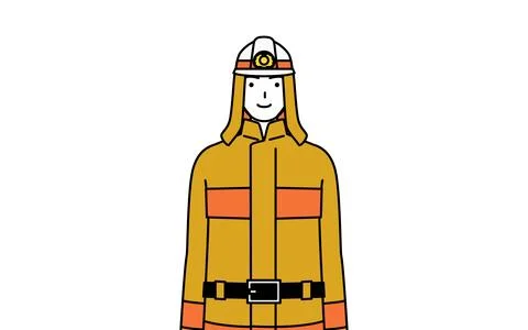 Firefighter in fire uniform with a smile facing forward Stock Illustration