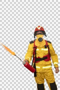 Firefighter with firefighting equipment Stock Photos