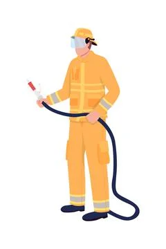 Firefighter flat color vector faceless character Stock Illustration