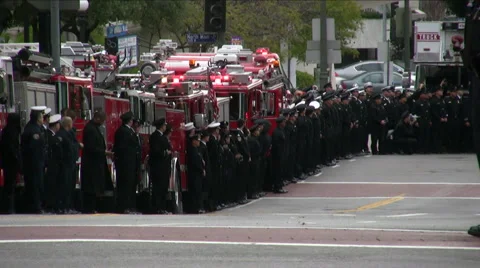 Firefighter funeral procession Stock Footage 1216786