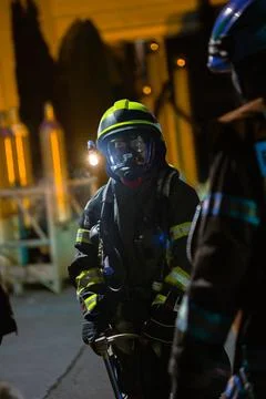 Firefighter getting instructions Stock Photos