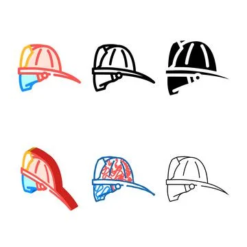 Firefighter hat cap color icon vector edition Stock Illustration