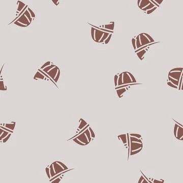 Firefighter hat cap glyph vector seamless pattern Stock Illustration