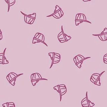 Firefighter hat cap line vector seamless pattern Illustrazione stock